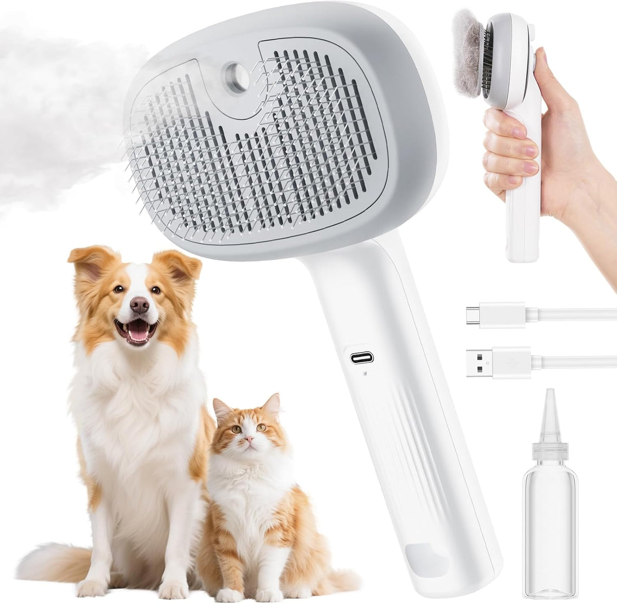 4-in-1 Steam Pet Grooming Brush for Cats & Dogs