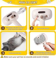 4-in-1 Steam Pet Grooming Brush for Cats & Dogs