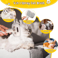 4-in-1 Steam Pet Grooming Brush for Cats & Dogs